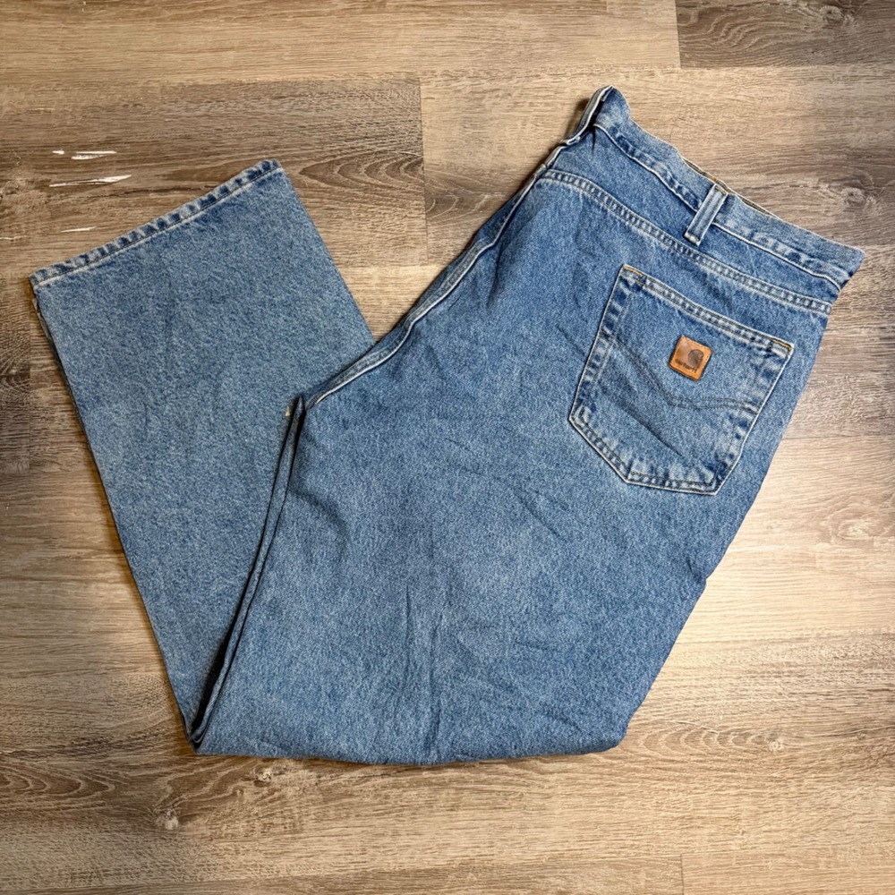 Carhartt B460 LVB Relaxed Fit Jeans Mens 44x30 Light Wash Blue Denim Work Pants
